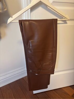 Aritzia Wilfred Brown Leather Pants